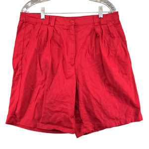 Milano Design Group Womens Linen Shorts Red Size 8 Pleated Belt Loops